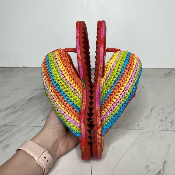 Farm Rio Toucans Crochet Multicolor Puffy Flip Flop 6 - Picture 5 of 13